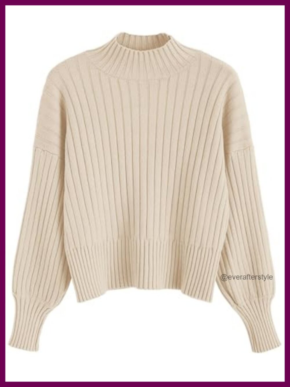 Women's Cropped Ribbed Knit Mock Neck Long Sleeve Sweater